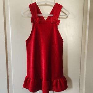 Bonnie Jean Red Velvet Dress with Bow Detail